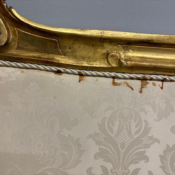 Tête de lit ancienne Louis Philippe 1840 à feuilles d'or. Dimensions L 192 H 98