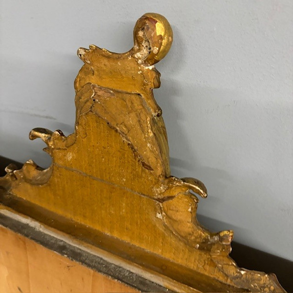 Tête de lit ancienne Louis Philippe 1840 à feuilles d'or. Dimensions L 192 H 98