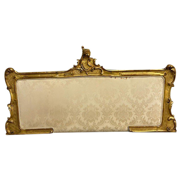 Tête de lit ancienne Louis Philippe 1840 à feuilles d'or. Dimensions L 192 H 98