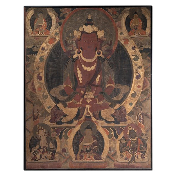 Tibetan Thangka representing a Buddha. Late 19th century. LS53681809I