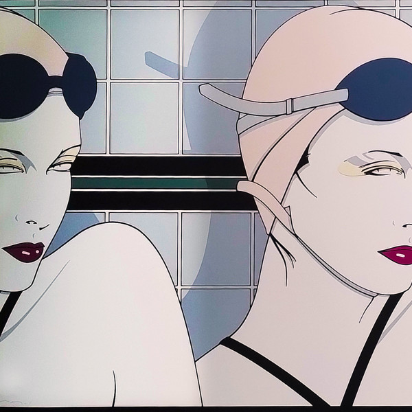 1970s Original Gorgeous Rare Patrick Nagel "Swimmers" Lithograph.