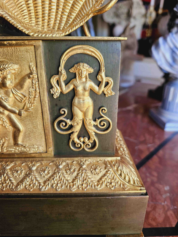 Empire Cérès à La Moisson Gilt & Antique Bronze Clock 50 cm high