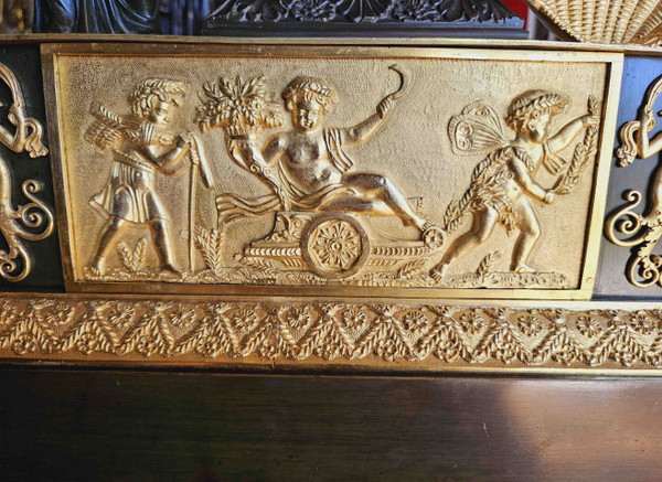 Empire Cérès à La Moisson Gilt & Antique Bronze Clock 50 cm high
