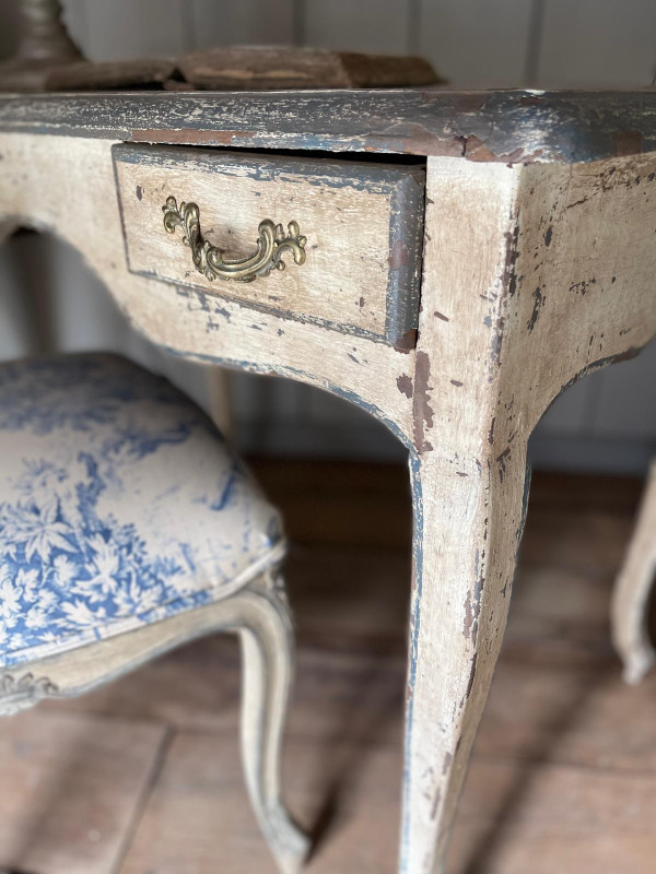Table bureau ( paire) Louis XV 2 tiroirs datant de la fin du 19e siècle patine 