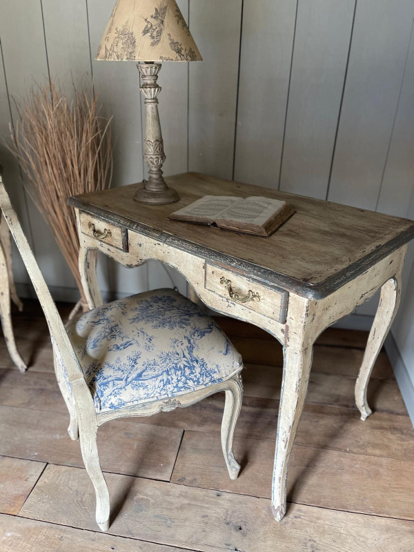 Table bureau ( paire) Louis XV 2 tiroirs datant de la fin du 19e siècle patine 
