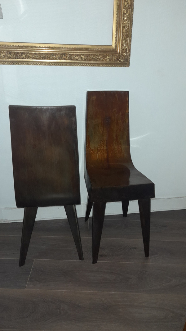 Pair of metal chairs by Morisset Pascal circa 80/90