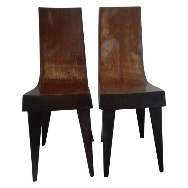 Pair of metal chairs by Morisset Pascal circa 80/90