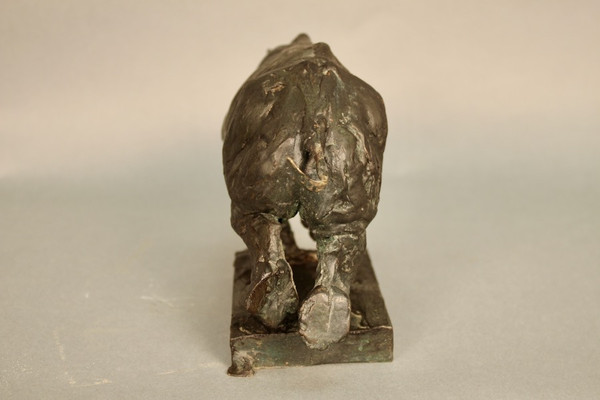 Nashorn in Bronze, Unterschrift und Stempel des Gründers
