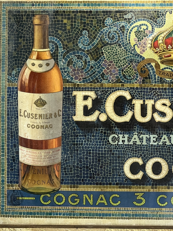 OLD ADVERTISING POSTER BY E. CUSENIER ET CO. IN A SUPERB FRAME