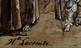 Original drawing by Hippolyte LECOMTE (1781-1857) Dartagnan visiting a soldiers' camp