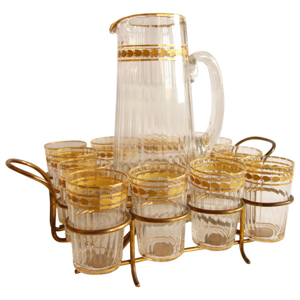 Baccarat: fruit juice service in cut and gilded crystal, circa 1900