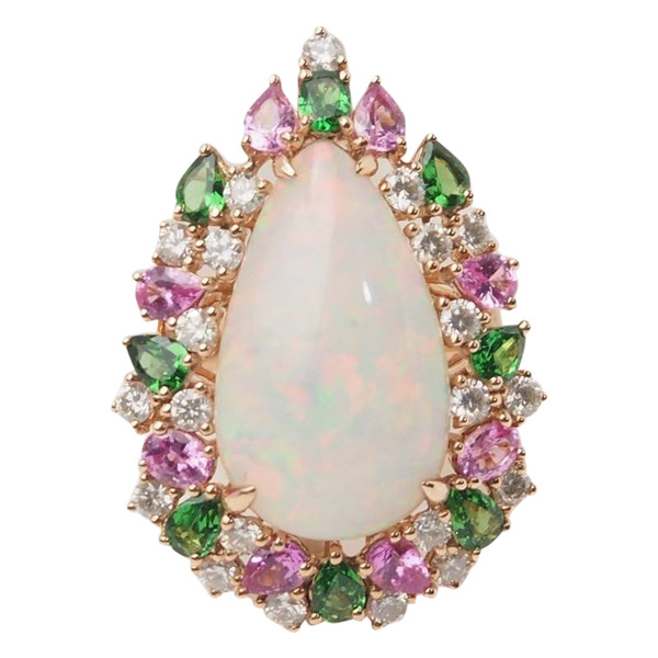 Anello COCKTAIL in oro rosa e cabochon di Opale