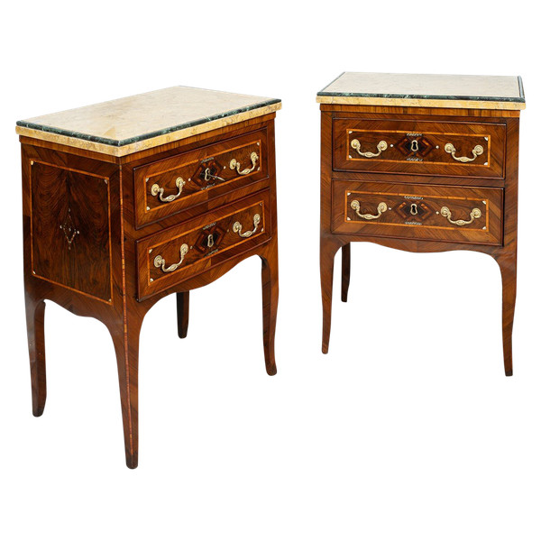 Paire De Chevet Napolitaines Anciennes Louis XIV En Bois Précieux. Epoque 18ème Siècle