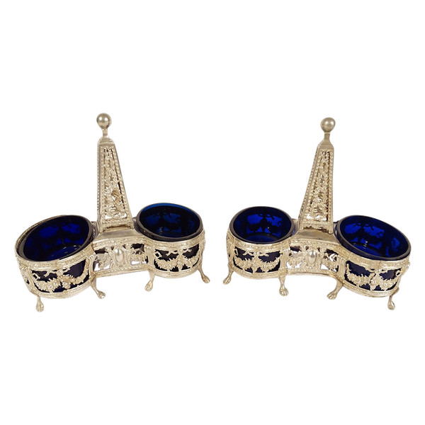 Pair of Louis XVI Silver Double Salt Cellars Farmers General Paris 1782 18th Century