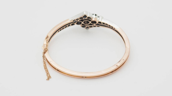 Antico bracciale del XIX secolo in oro rosa e argento con diamanti 