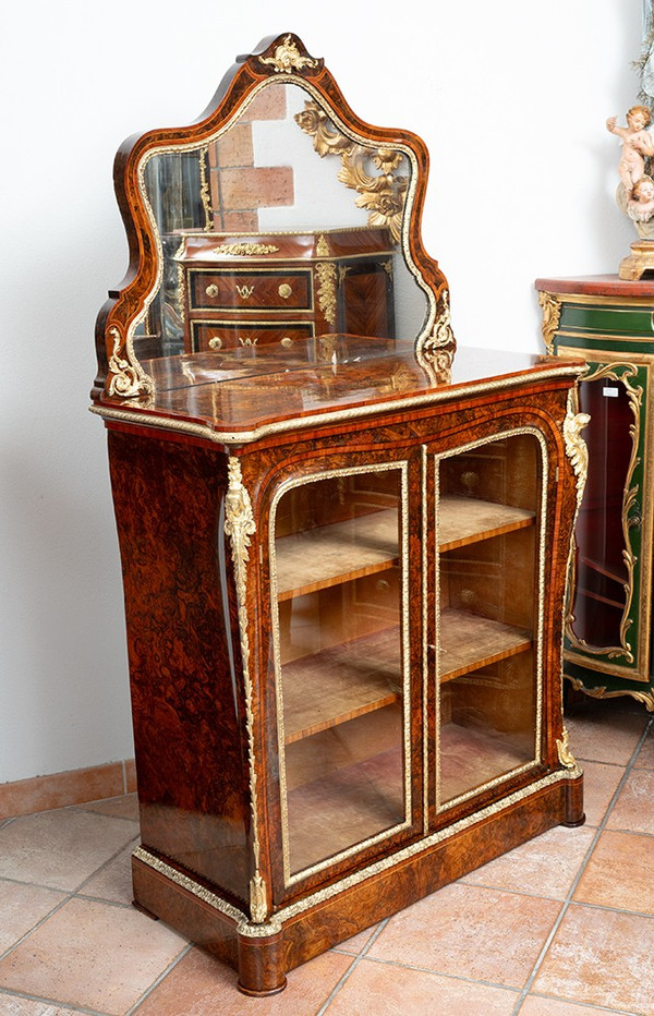 Vitrine Ancienne Victorienne En Noyer, Angleterre Du 19ème Siècle.