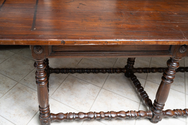 Table De Réfectoire Ancienne En Noyer Massif. Toscane (italy) Fin XVIIe Siècle.