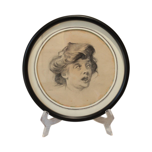 Disegno a carboncino con veduta rotonda 'La Surprise' Louis Malteste (1862-1928)