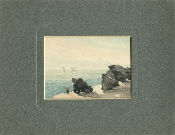 Firmin JAVEL (1842-1921) Mare vivace - Acquerello