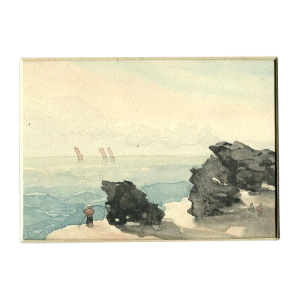 Firmin JAVEL (1842-1921) Mare vivace - Acquerello