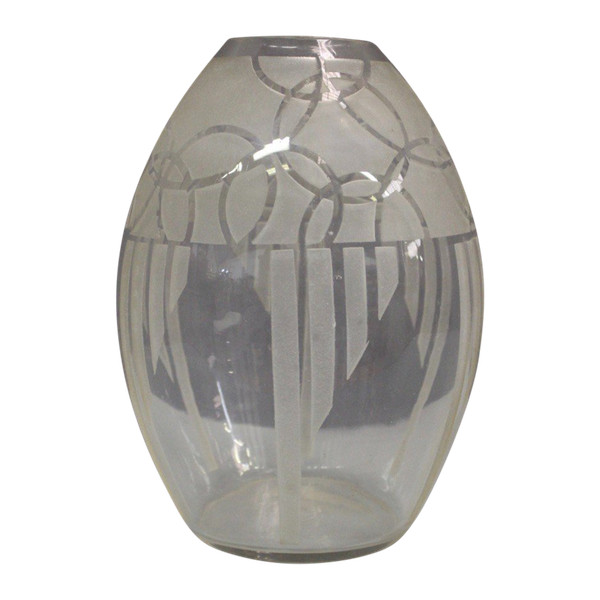 Art Deco Vase with Geometric Decor by Georges Chevalier