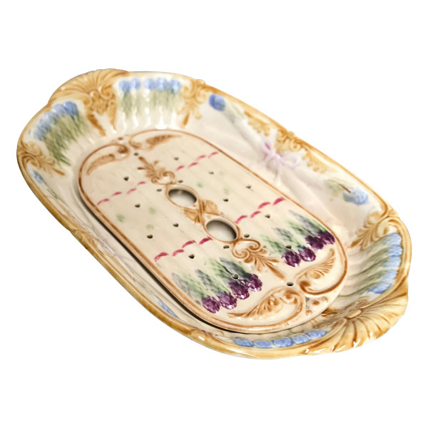 19th century asparagus dish in fine earthenware