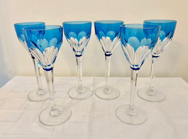 6 Roemer glasses Saint Louis crystal