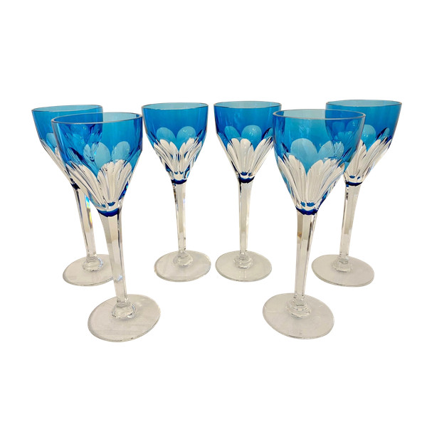 6 Roemer glasses Saint Louis crystal