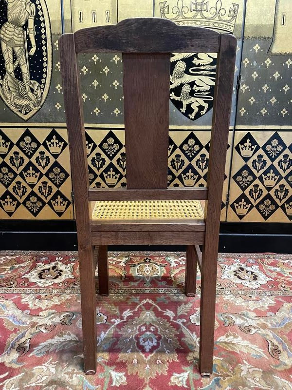 Suite de 6 chaises époque Art Déco en chêne et cannage - cannées 
