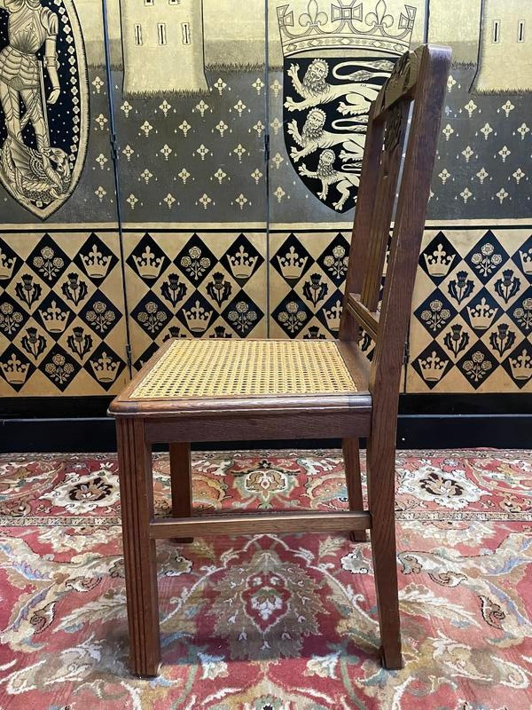 Suite de 6 chaises époque Art Déco en chêne et cannage - cannées 