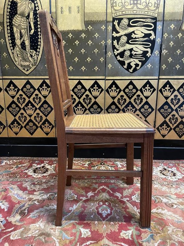 Suite de 6 chaises époque Art Déco en chêne et cannage - cannées 