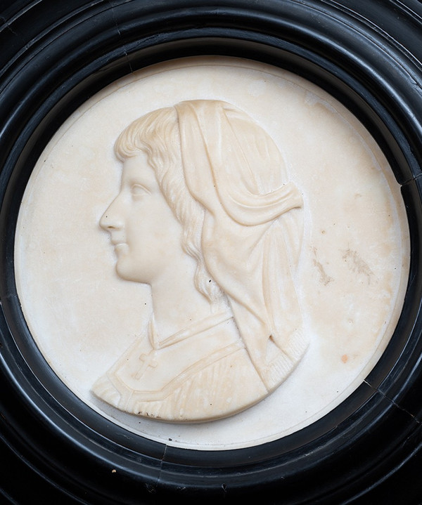 Profil Ancienne En Marbre Statuaire Blanc, Florence, XVIIIe Siècle.