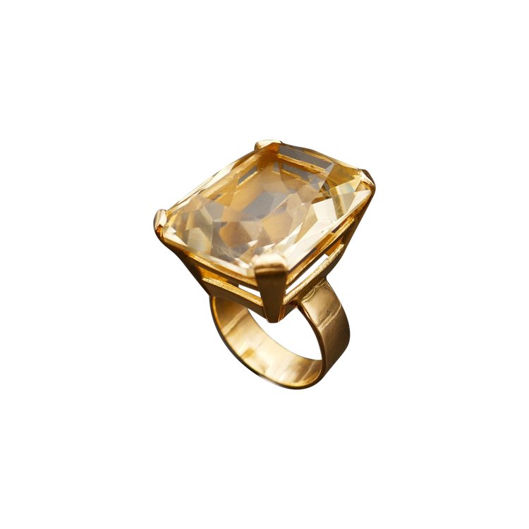 Anello Con Un Importante Citrino, Oro 18 Carati.