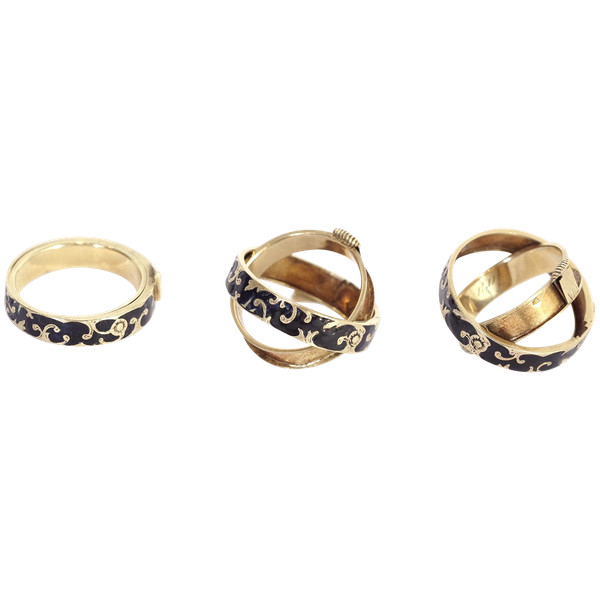 Anello cintura segreta in oro 14k, vecchio anello, smalto nero, gioiello segreto, anello di lutto