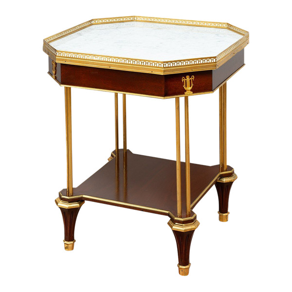 Petit Table Octogonale Ancienne Napoléon III France 19ème Siècle.
