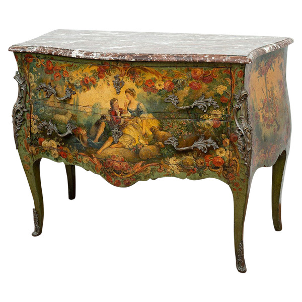 Antique French Napoleon III chest of drawers, 19th century.