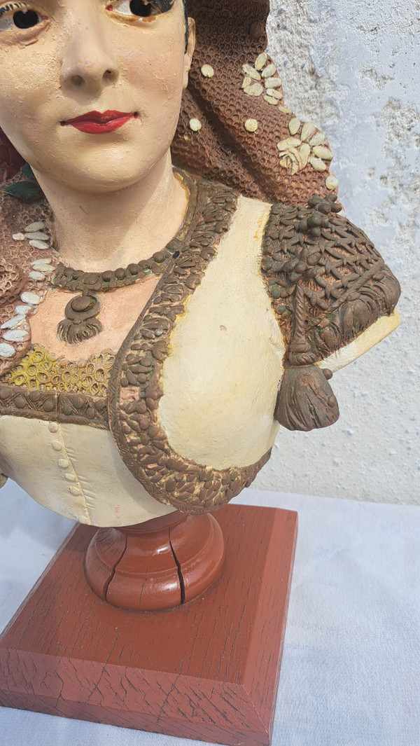Scultura in terracotta di Adolphe Maubach Busto di donna del XIX secolo