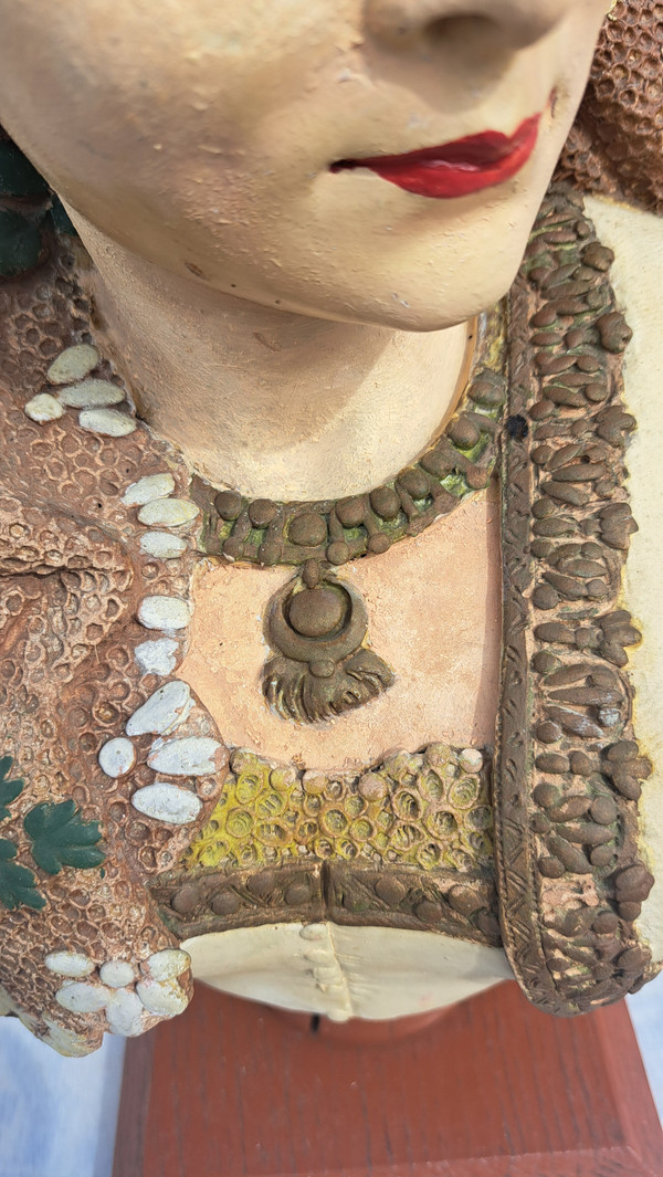 Scultura in terracotta di Adolphe Maubach Busto di donna del XIX secolo