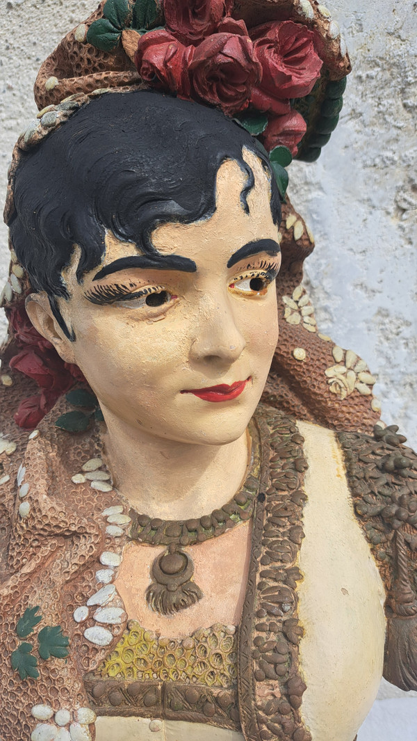 Scultura in terracotta di Adolphe Maubach Busto di donna del XIX secolo