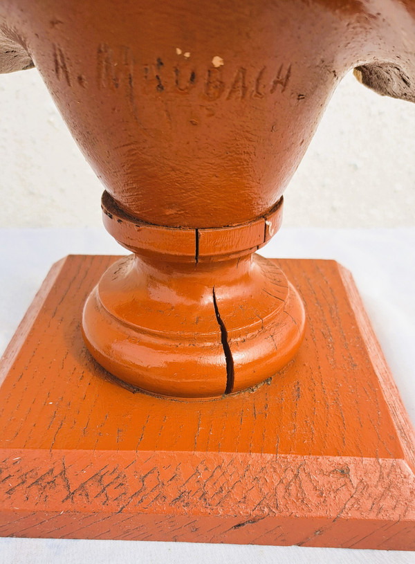 Scultura in terracotta di Adolphe Maubach Busto di donna del XIX secolo