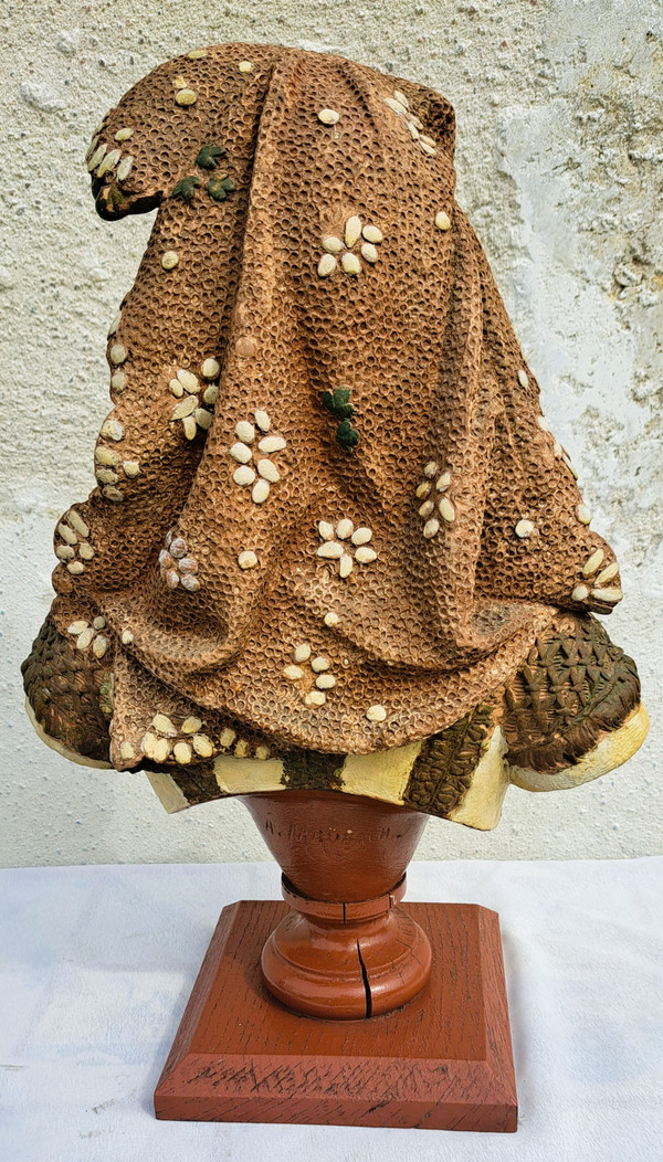 Scultura in terracotta di Adolphe Maubach Busto di donna del XIX secolo