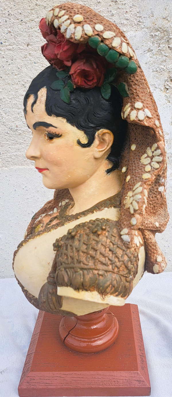 Scultura in terracotta di Adolphe Maubach Busto di donna del XIX secolo