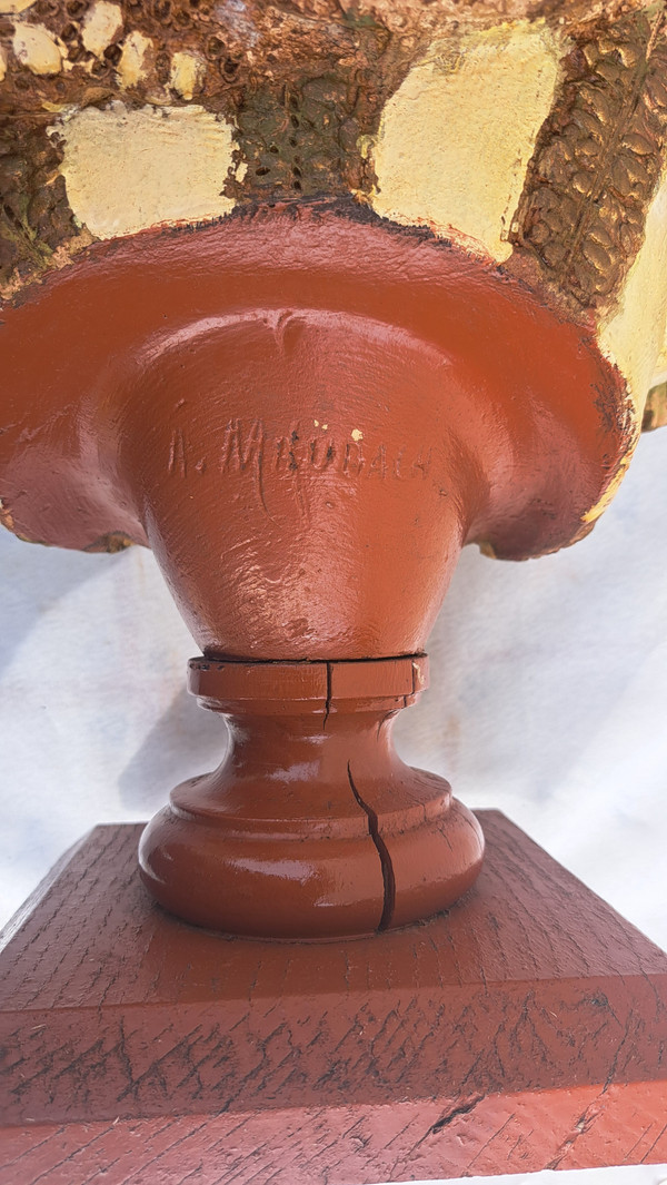 Scultura in terracotta di Adolphe Maubach Busto di donna del XIX secolo
