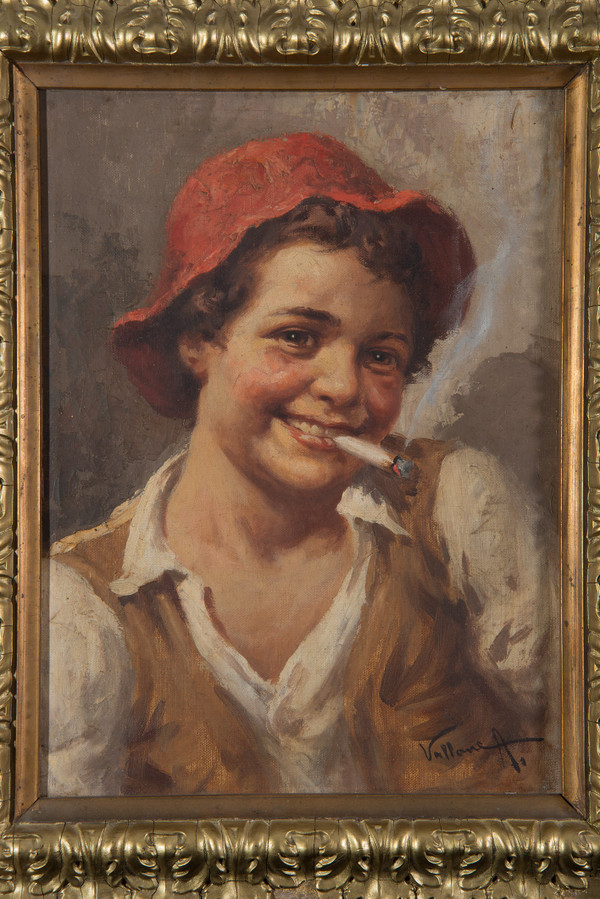 Paire De Tableau Anciennes Huile Sur Toile Signées "antonio Vallone". Périod 20ème Siècle