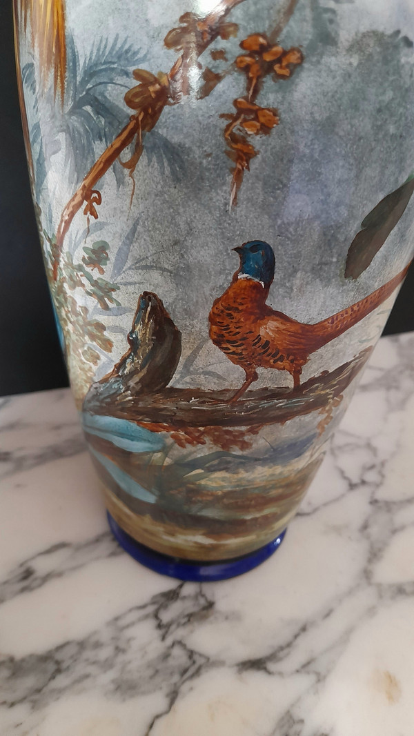 Toul-Bellevue exceptional earthenware vase with full decor, height 36 cm