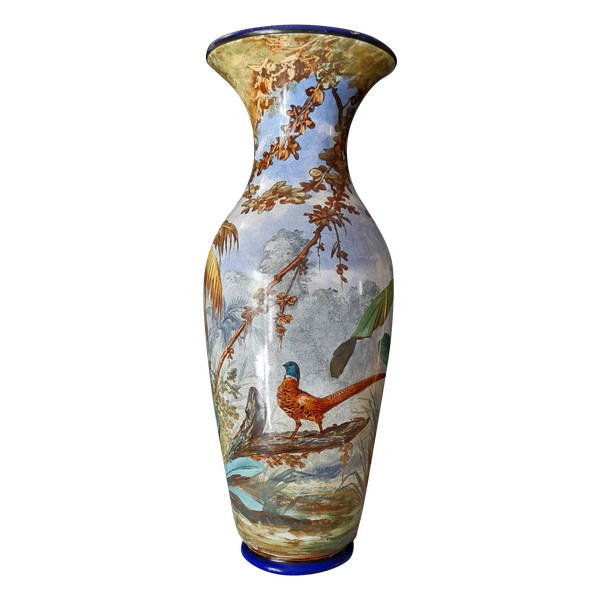 Toul-Bellevue exceptional earthenware vase with full decor, height 36 cm