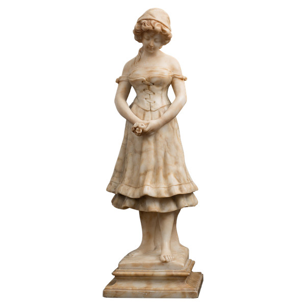 Ancienne Sculpture Française Napoléon III En Albâtre Signée Le Roy, 19ème Siècle.