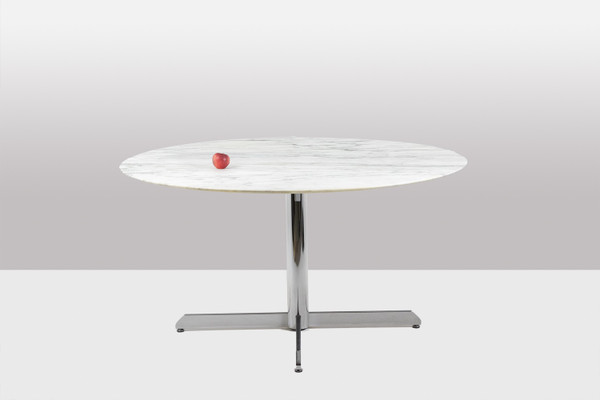 Florence Knoll for Knoll. Table in marble and chromed metal. Circa 1960. LS55671908U