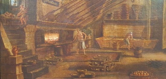 Scuola francese della prima metà dell'800 - Interno di una panetteria