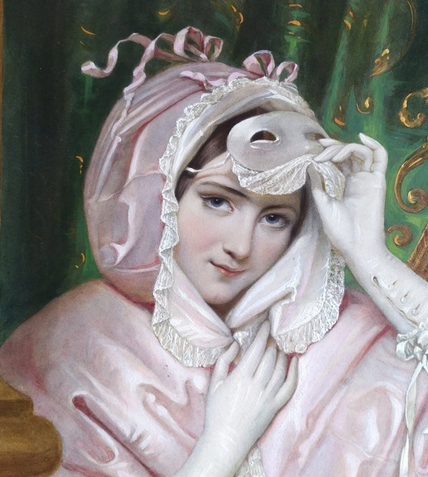 Gravure aquarellée XIXème Belle de nuit 